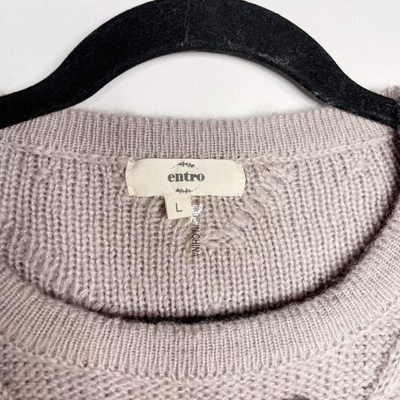New Entro Large L Light Lavender Purple Pom Pom Crew Neck Textured Sweater - Picture 7 of 11